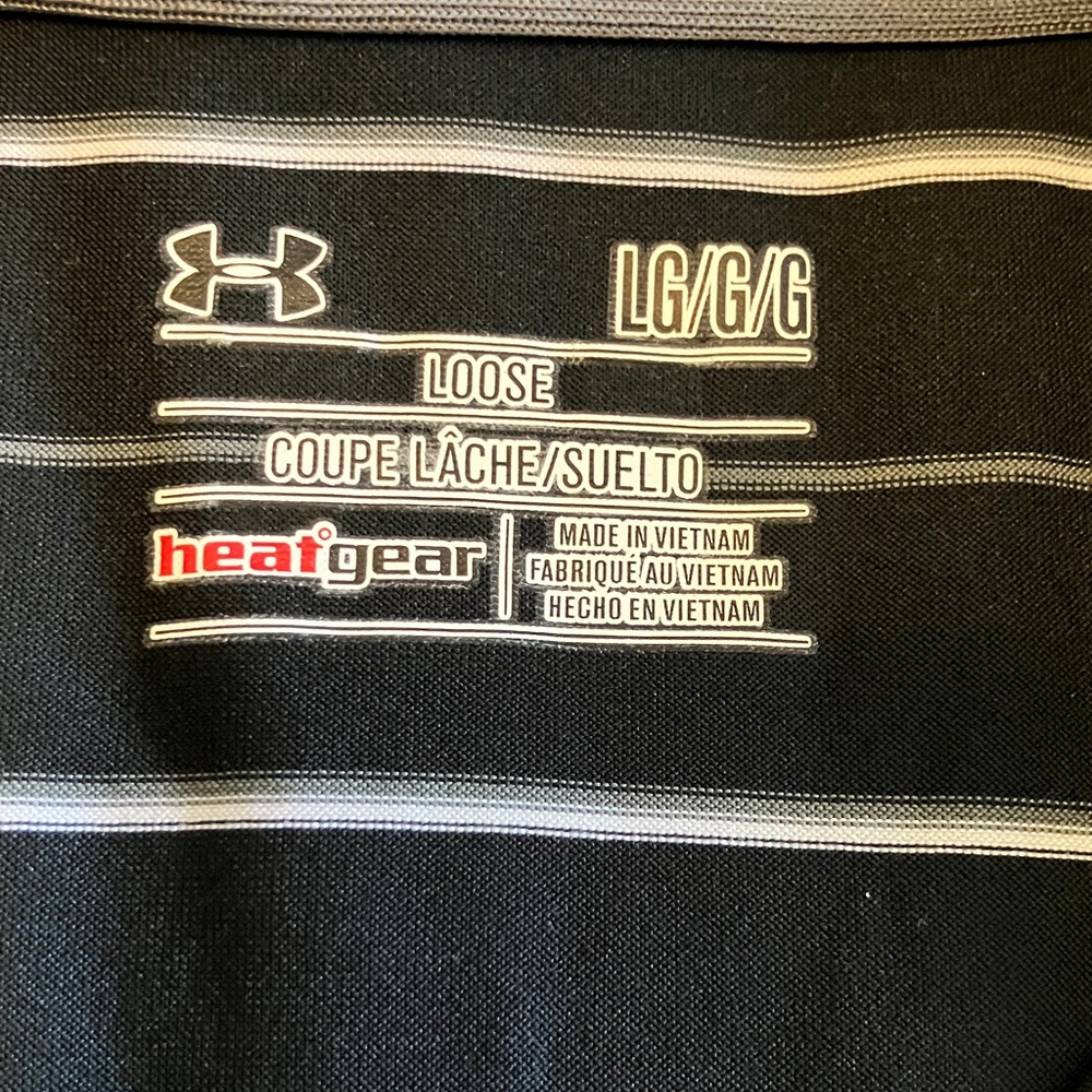 Under Armour Men's Polo with Black and White Stripes - Picture 3 of 4